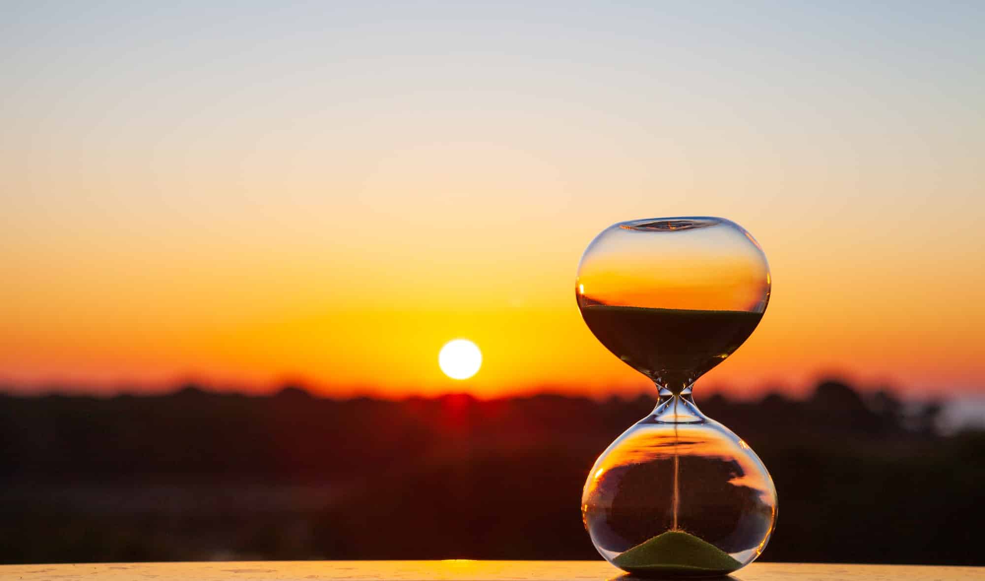 Hourglass at sunset